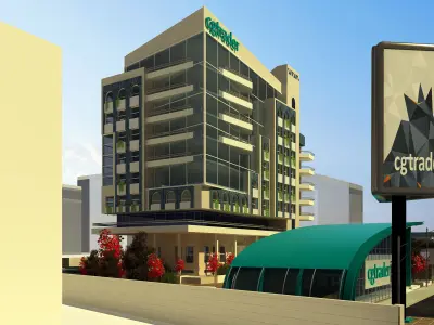 office building exterior with customer hall 3D model