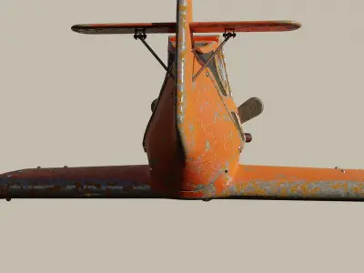 Plane orange airplane with propeller 3D model