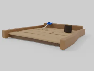 WOODEN - RAFT Free low-poly 3D model