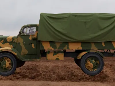 Military truck Low-poly 3D model - Low-poly and Textured
