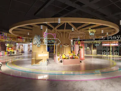 Industrial-style shopping mall - amusement park - toy store 3D model