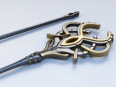 Magic Staff or Scepter Low-poly 3D model