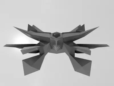 Retro Gundam-ish Stealth Ship Low-poly 3D model