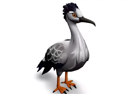 Stylized Kagu Bird 3D Model Low-poly 3D model