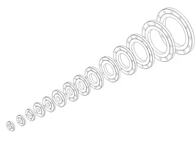 PN16 DN15-DN300 FLANGE MODELS 3D model