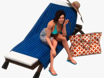 Female Bather Animated HQ 3D model