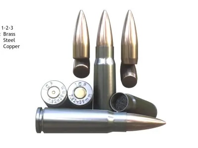 762x39mm Cartridge Low-poly 3D model