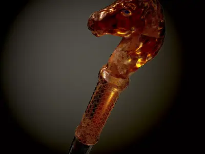 Autority wand-scepter with horse head Low-poly 3D model