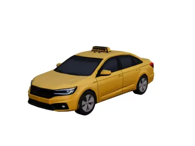 Low Poly Generic Taxi Car Vehicle Model PBR Texture Low-poly 3D model