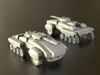 Futuristic Tank Truck SUV Machinery Low Poly 3D Model Low-poly 3D model