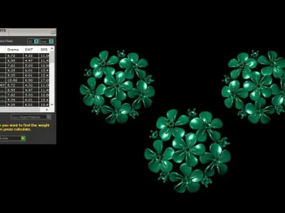 flower pendant set locket set  3D print model