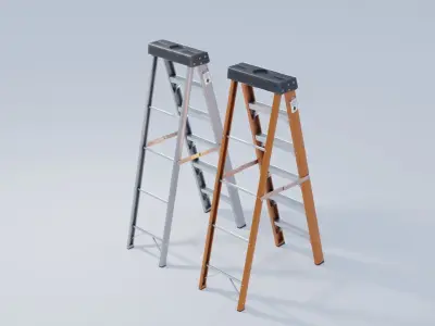 Folding Ladder 4K Textures Low-poly 3D model