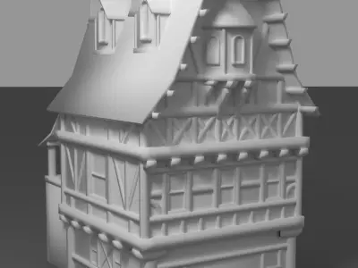 Medieval House Low-poly 3D model 18