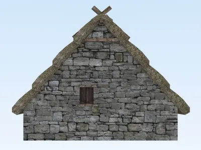 Stone medieval house Low-poly 3D model