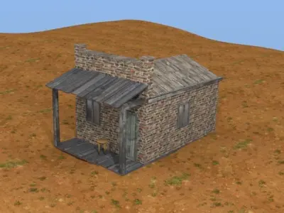 Brick western house Free low-poly 3D model