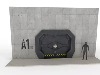 Armored door Low-poly 3D model