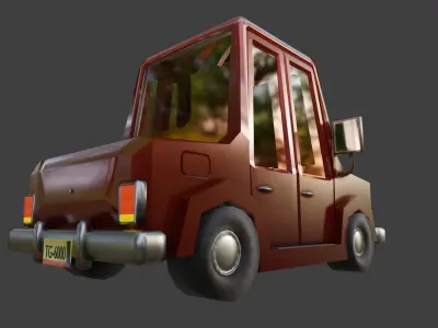 Low Poly Cartoon Car Low-poly 3D model