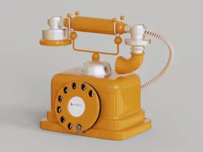 Retro Rotary Telephone Low-poly 3D model