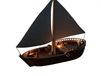 Stylized old boat  3D model