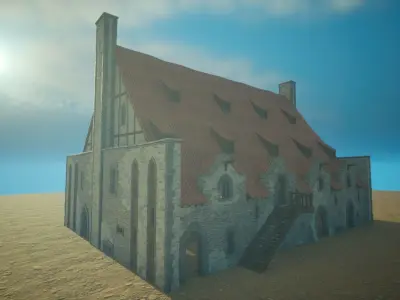 Medieval old build11-interior and exterior design Low-poly 3D model