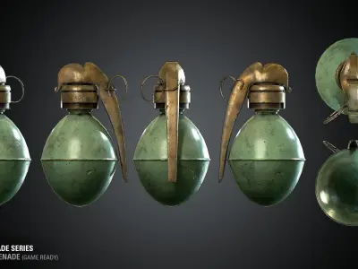 M1 French Grenade - WWI Grenade Series Game Ready Low-poly 3D model