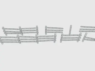 Log Fence assets Low-poly 3D model
