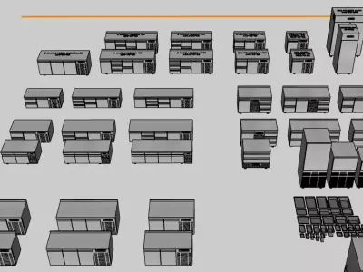 Industrial Kitchen And Open Buffet Libary 3D model