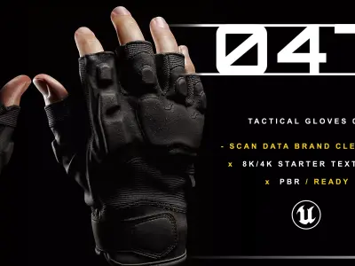 Tactical Gloves 047 Low-poly 3D model