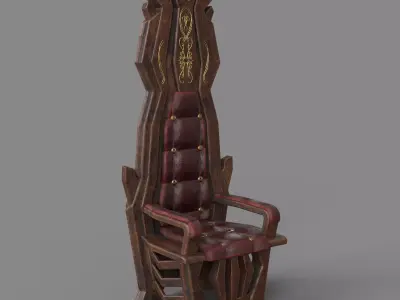 Wooden Throne Low-poly 3D model