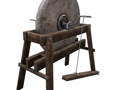 Grindstone stone grinding wheel Low-poly 3D model