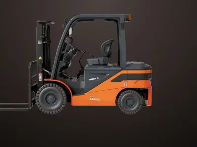 Forklift Truck03 Orange All PBR Unity UE Textures Low-poly 3D model