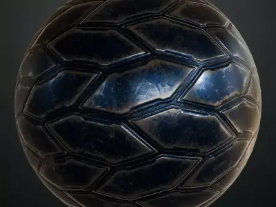 Scratched Blue Sci-Fi Armor Metal Plate PBR Seamless Texture