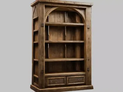 Wooden closet Medieval Furniture tall interior decor  Low-poly 3D model