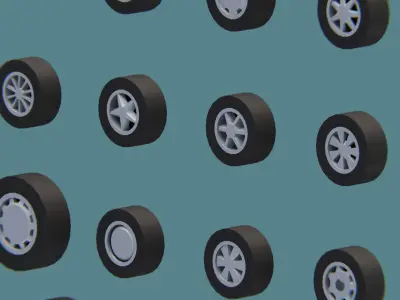 Pack of 16 Unique Rims Tires for Car Free low-poly 3D model