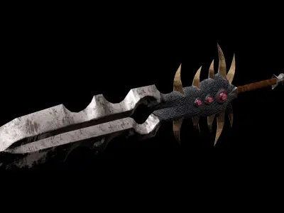 Fantasy sword PBR Low-poly 3D model shop