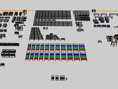 Industrial Kitchen And Open Buffet Libary 3D model