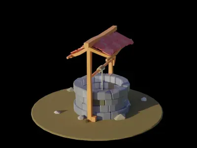 Low Poly Well 3d modeling Free 3D print model