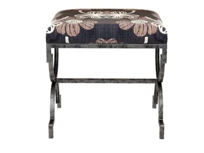 Cream Bench Textile with Metal Low-poly 3D model