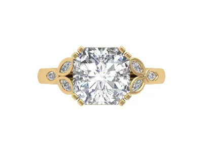 Radiant Solitaire Ring 3D print model 3