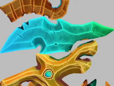 Gold-Krystall Stylize Sword Low-poly 3D model