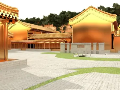 Chinese ancient courtyard  house 3D model by aceimagedesign