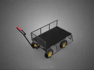 REMOVABLE MESH SIDE PANEL TROLLEY CART WAGON DOLLY UTILITY FOLD 3D model