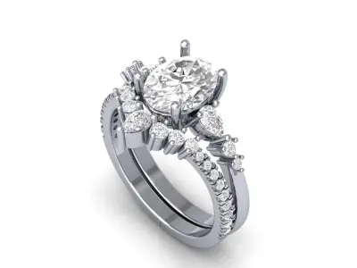 Oval Solitaire Ring 3D print model 29