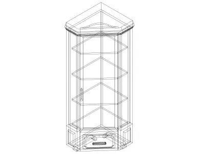Antique Timber Corner Display Cabinet Carpentered Craft Malaysia 3D model