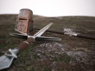 Crusader Knight Set Low-poly 3D model