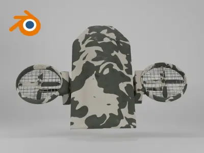 Military drone with propellers painted in camouflage 3D model