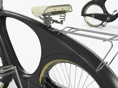  Vintage Futuristic Bike with Streamlined Frame Black Rigged 