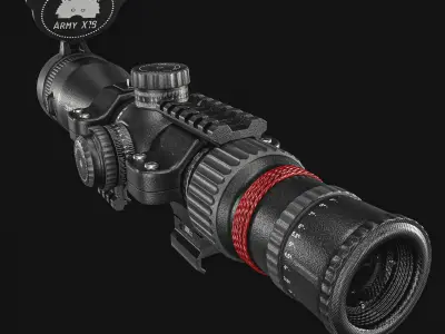 Rifle 16X Scope Low-poly 3D model