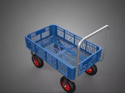 PUSHCART CRATE GRID TUB WAGON TROLLEY 4 FOUR SWIVEL CASTER WHEEL 3D model
