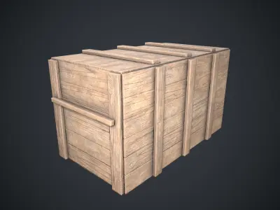 Wooden box container ammo Low-poly 3D model